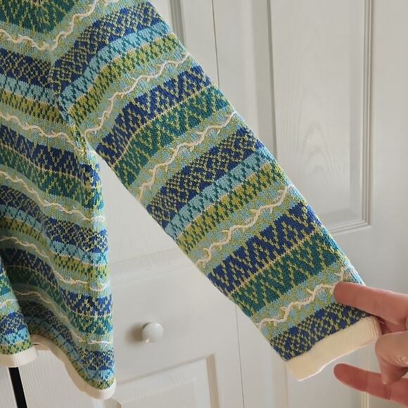 C. J. Banks Womens Multi-Colored Sweater Size XL Hand Embroidered Coastal - Picture 4 of 9